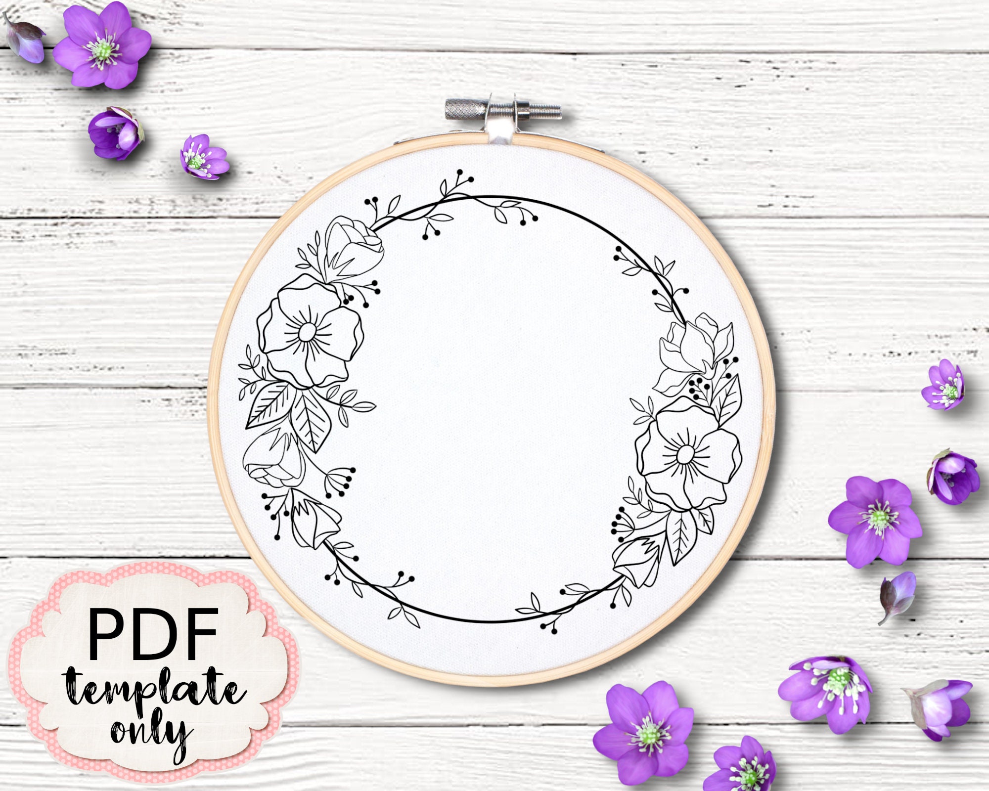 Hand Embroidery Pattern PDF Floral Heart, Anniversary/wedding/valentines  Rose Flower Wreath 3D, Printable Download, Pattern Design Hand 