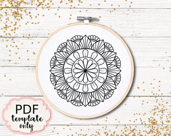 Embroidery Mandala - PDF Pattern Template ONLY - Hand Embroidery Pattern Template - PDF Embroidery Pattern Hoop Art