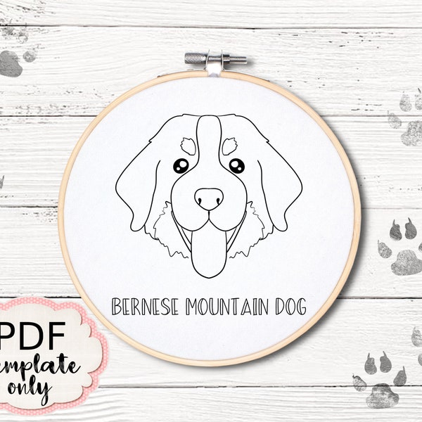 Embroidery Bernese Mountain Dog - PDF Pattern Template ONLY - Hand Embroidery Pattern Template