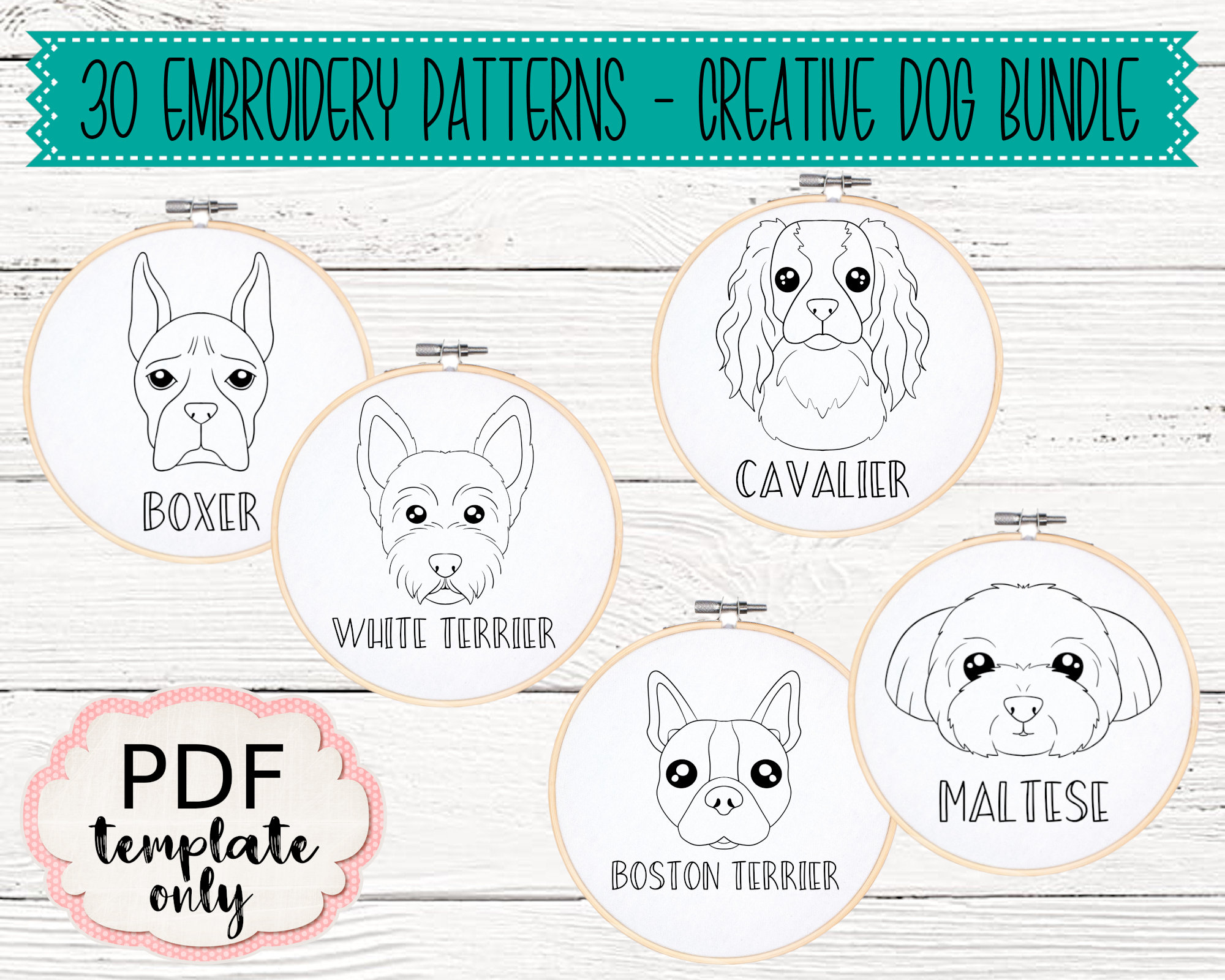 Embroidery Dog Collection - PDF Pattern Template ONLY - Etsy