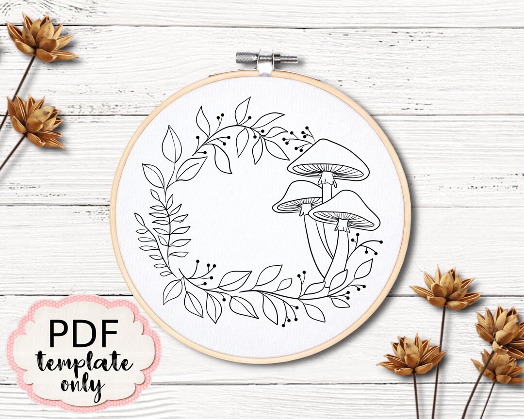 Embroidery Mushrooms - PDF Pattern Template ONLY - Hand Embroidery Pattern Template - PDF ...
