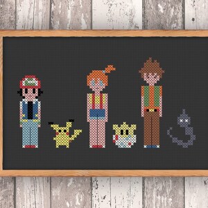 Pokemon Red and Pikachu Pixel Cross Stitch Pattern Download 