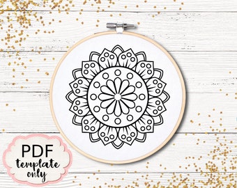 Embroidery Mandala - PDF Pattern Template ONLY - Hand Embroidery Pattern Template - PDF Embroidery Pattern Hoop Art