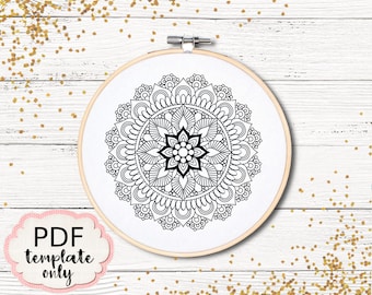 Embroidery Mandala - PDF Pattern Template ONLY - Hand Embroidery Pattern Template - PDF Embroidery Pattern Hoop Art