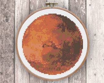 Mars - Modern Cross Stitch Pattern Planets Science Space PDF Instant download