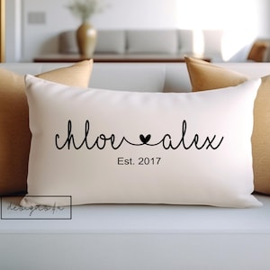 Personalised Cushion Pillow Wedding Engagement Anniversary Valentine Love Gift ~ Oblong shape