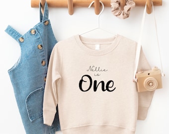 Personalised One with Name ~ 1st Birthday Sweatshirt ~  Kids Childs Children Toddler Baby Sweatshirt Top