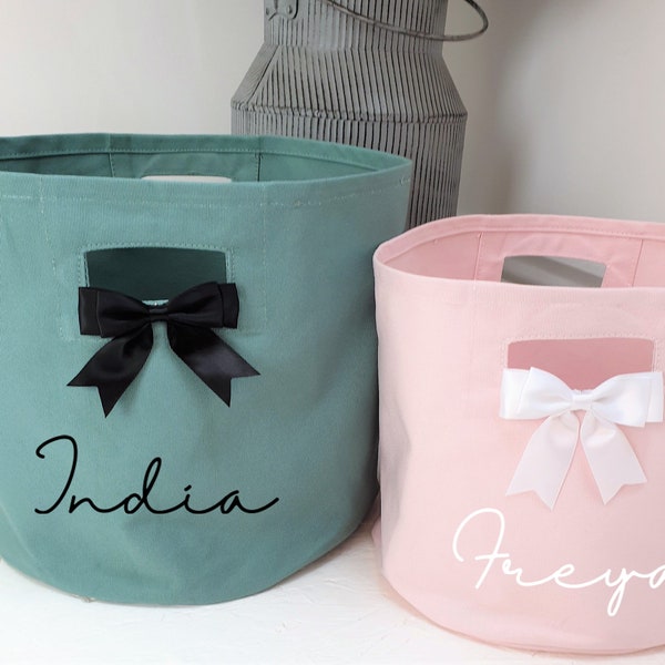 Personalised Canvas Storage Tub ~ Storage Trug~Bin~Box with Bow