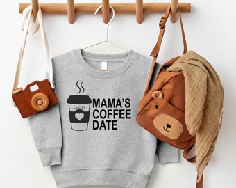 Personalised Mama's Coffee Date with Tumbler ~  Kids Childs Children Toddler Baby Sweatshirt Top