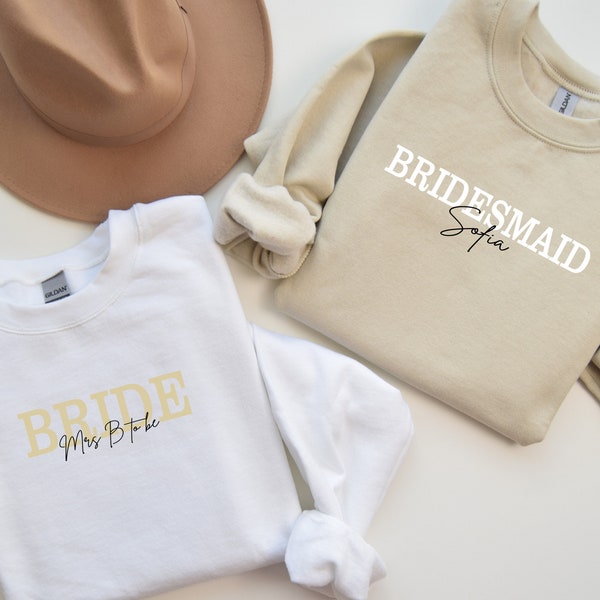 Hen Party Hoodies & Sweatshirts ~ Bridal Wedding Hen Party ~ Bridesmaid, Maid of Honour, Bride to Be ~ Fiancee ~ Capitals with Script Name