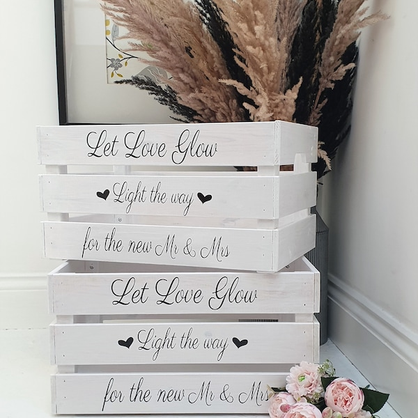 Large Wedding Crate ~ Let Love Glow Light the Way for the new Mr & Mrs ~ Wedding Glowstick Holder Box Crate