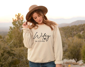 Wifey with wedding date ~ bride to be sweatshirt jumper top