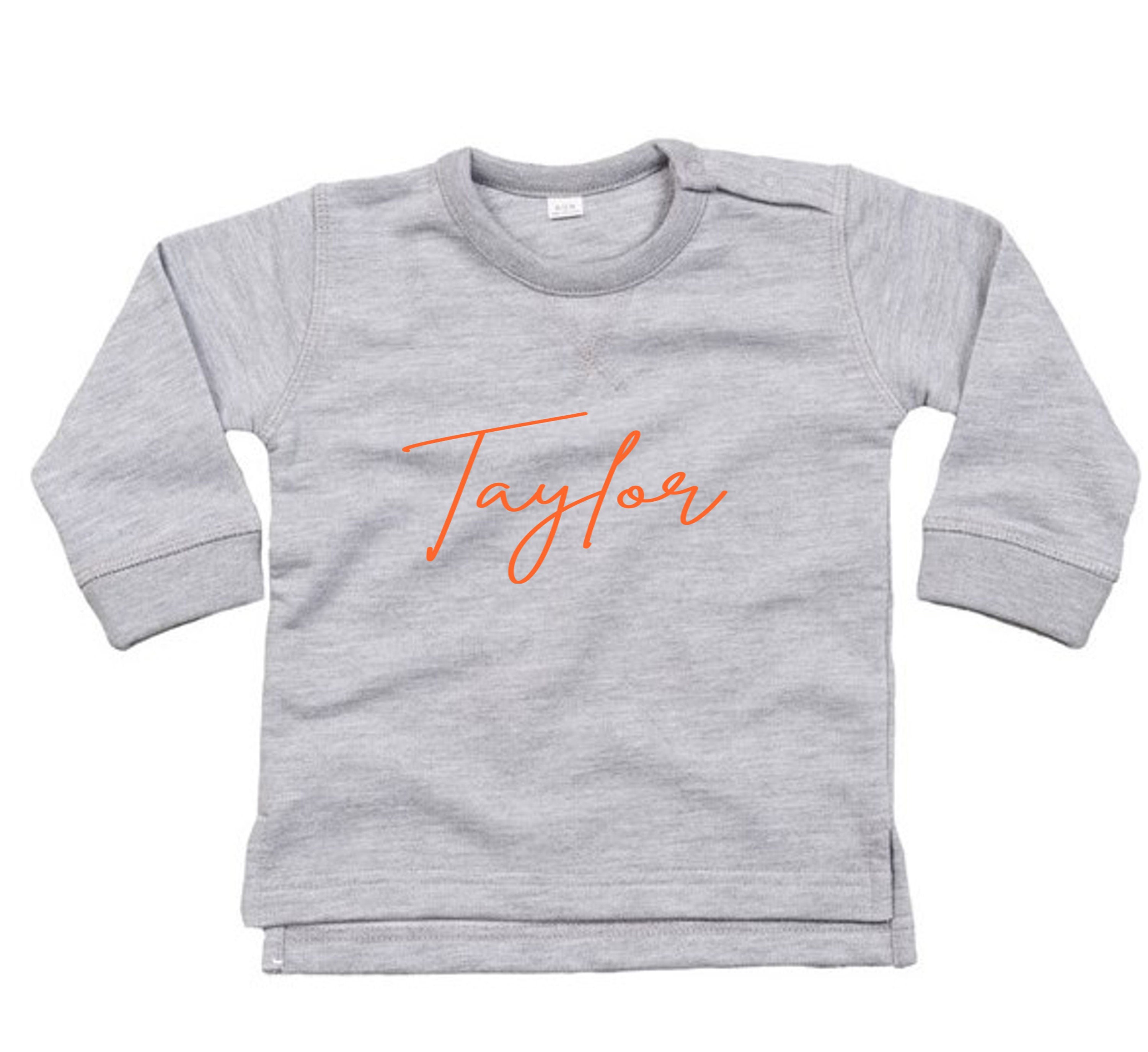 Personalised Baby Sweatshirt With Signature Name ~ Navy, Grey or Black ...