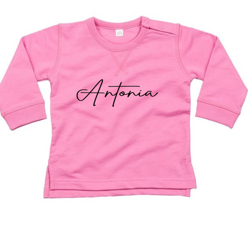 Personalised Baby Sweatshirt With Signature Name ~ Navy, Grey or Black ...