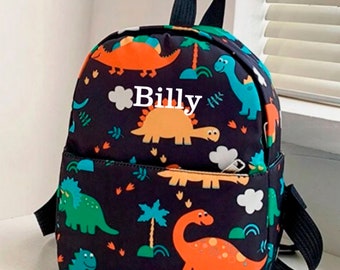 Personalised Dinosaur Mini Small Rucksack ~ Available in Black or Blue ~ Gift for Toddler ~ Gift for Boy ~ Gift for Girl ~ School Bags