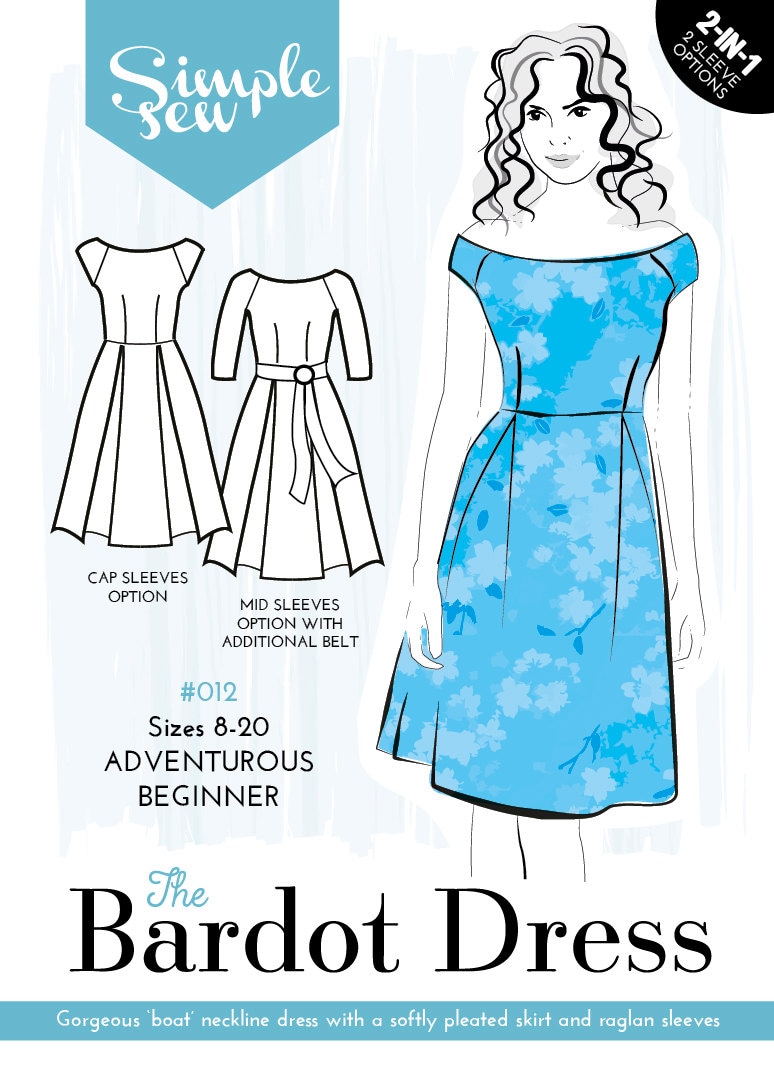 PDF Simple Sew Bardot Dress Sewing Pattern UK 820 Etsy