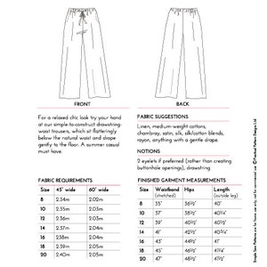 PDF Simple Sew Lapwing Trousers Sewing Pattern capsule - Etsy
