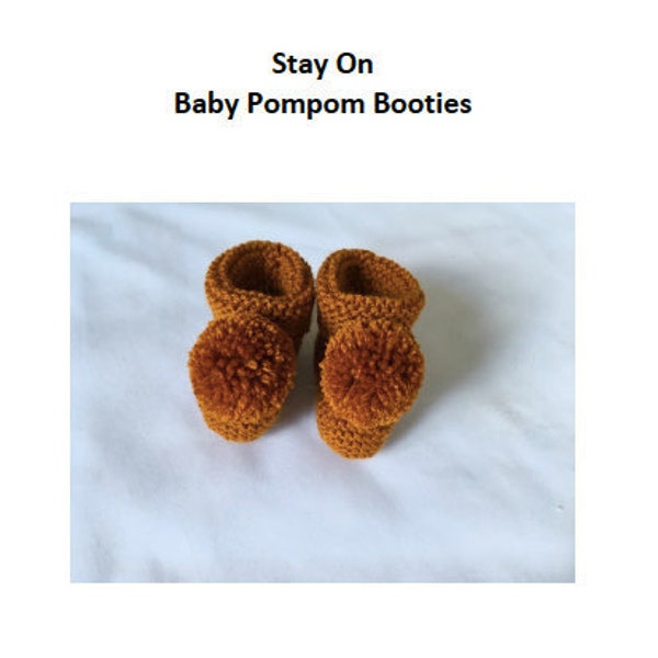 Easy bootie knit pattern, PDF, Multisize, DK Yarn, , Pompom bootie pattern, baby booties, bootie patter