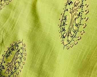 Lime green cotton fabric ideal for shirt or kurta or dress