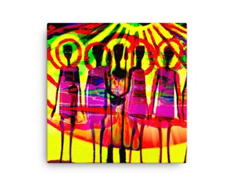 Woman's Tribe, colorful print, black women power, procreate creativity, gift for any occasion, canvas print decor for most rooms in home.