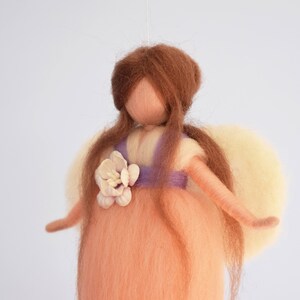 Waldorf fairy, Felt fairy, Wool fairy, Fairy with flower, Felted wool, Waldorf mobile, Fairy mobile, Magic world, Fantasy world image 2