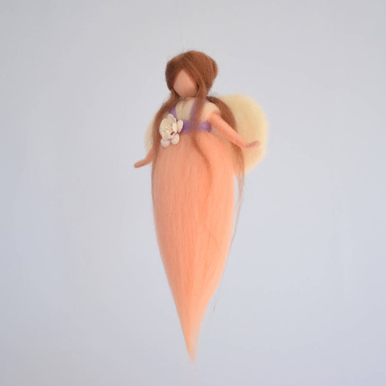 Waldorf fairy, Felt fairy, Wool fairy, Fairy with flower, Felted wool, Waldorf mobile, Fairy mobile, Magic world, Fantasy world image 3