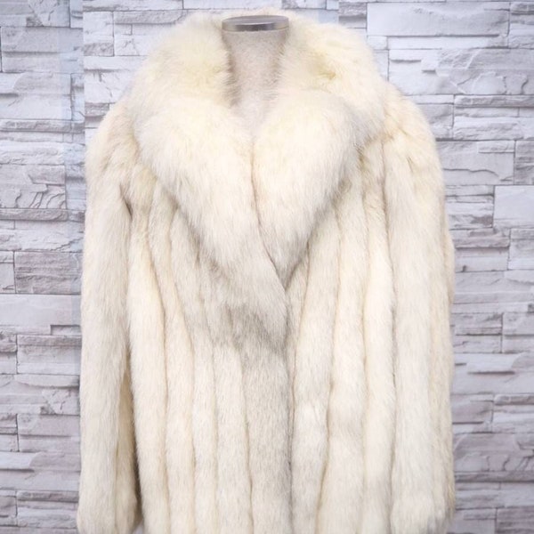 Saga Fox Silver Label real Fur Coat ivory mid-length Size S, USED