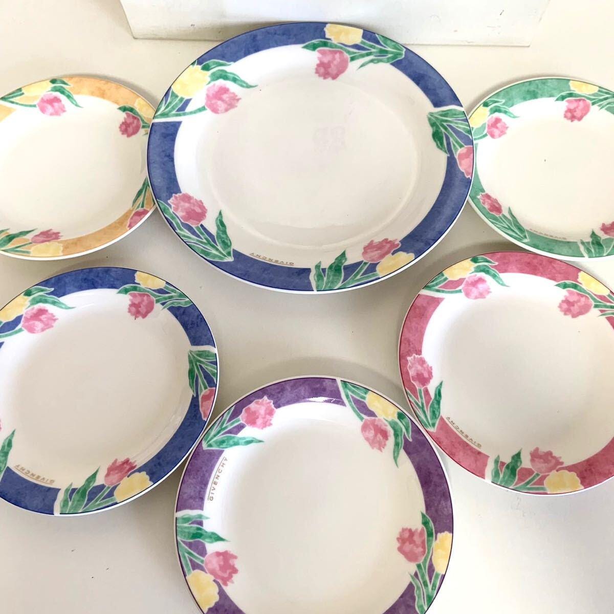 ジバンシィ セット、6 ピース プレート セット、大 1 枚、小 5 枚、花