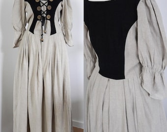 Dirndl traditional dress dress dirndl beige linen country house dress size. M 38 (DE)