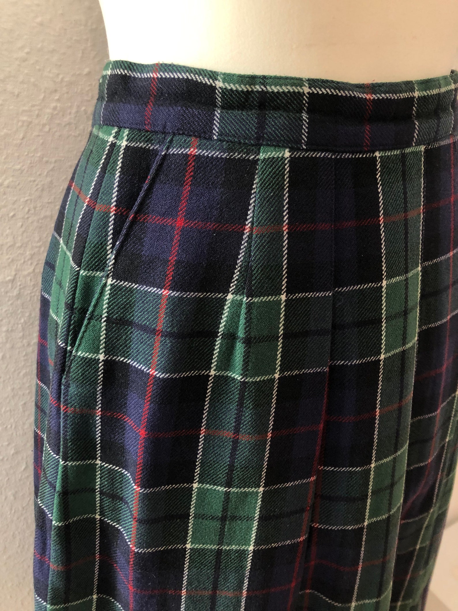 School uniform wool plaid tartan winter skirt in green from | Etsy