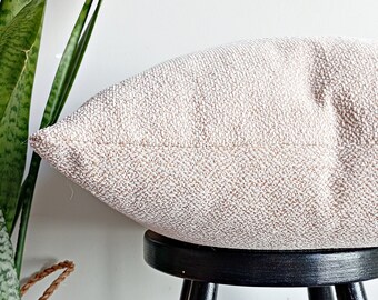 Ivory Textured Throw Pillow Cover: Soft Woven Cotton Chenille, Reversible