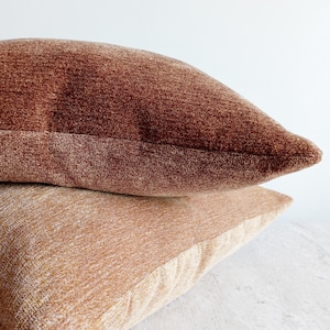 Camel Chenille Throw Pillow Cover: Soft Woven Reversible Cotton