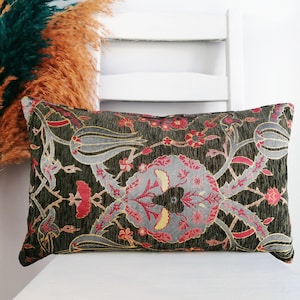 Dark Green Lumbar Pillow Cover Boho  Decorative Pillow Luxury Upholstery Decorative Pillows - 12x20, 12x24,16x24, 16x28,16x30,