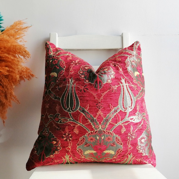 Red Gold Pillow Etsy