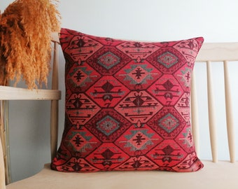 Kilim Pillow Vintage Pillow Sofa Pillow Natural Pillow Kilim Ottoman Throw Pillow 12x24 Pillow Cover Patterned Pillow 5413 Red Pillow