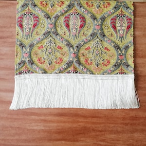 Mustard Yellow Table Runner with Silk Tassels, Turkish Table Runner 56 x 17 inch Decorative Table Runner, Table Runner, Yellow Table Decor