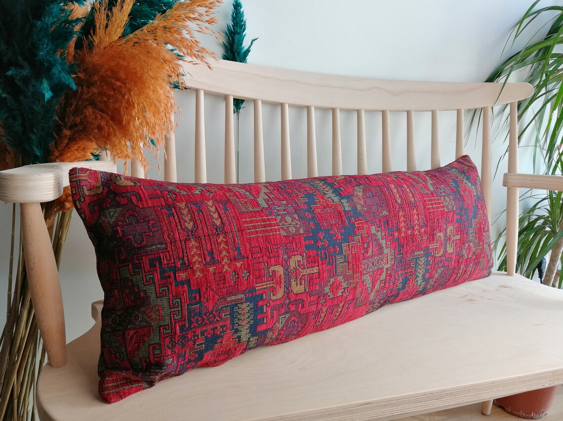 Dark Red Lumbar Pillow Cover Thick and Soft Velvet Upholstery Etsy