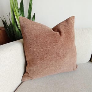 Camel Chenille Throw Pillow Cover: Soft Textured Neutral Lumbar - USA Customs Fees Included