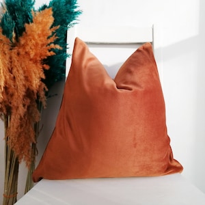 Velvet Rust Pillow Cover Terracota Pillow Cover 16x16 Soft Velvet Pillow Cover Boho Home Decor