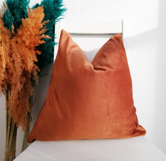 Velvet Rust Pillow Cover Terracota Pillow Cover 16x16 Soft Velvet Pillow Cover Bohemian Home Decor Etsy
