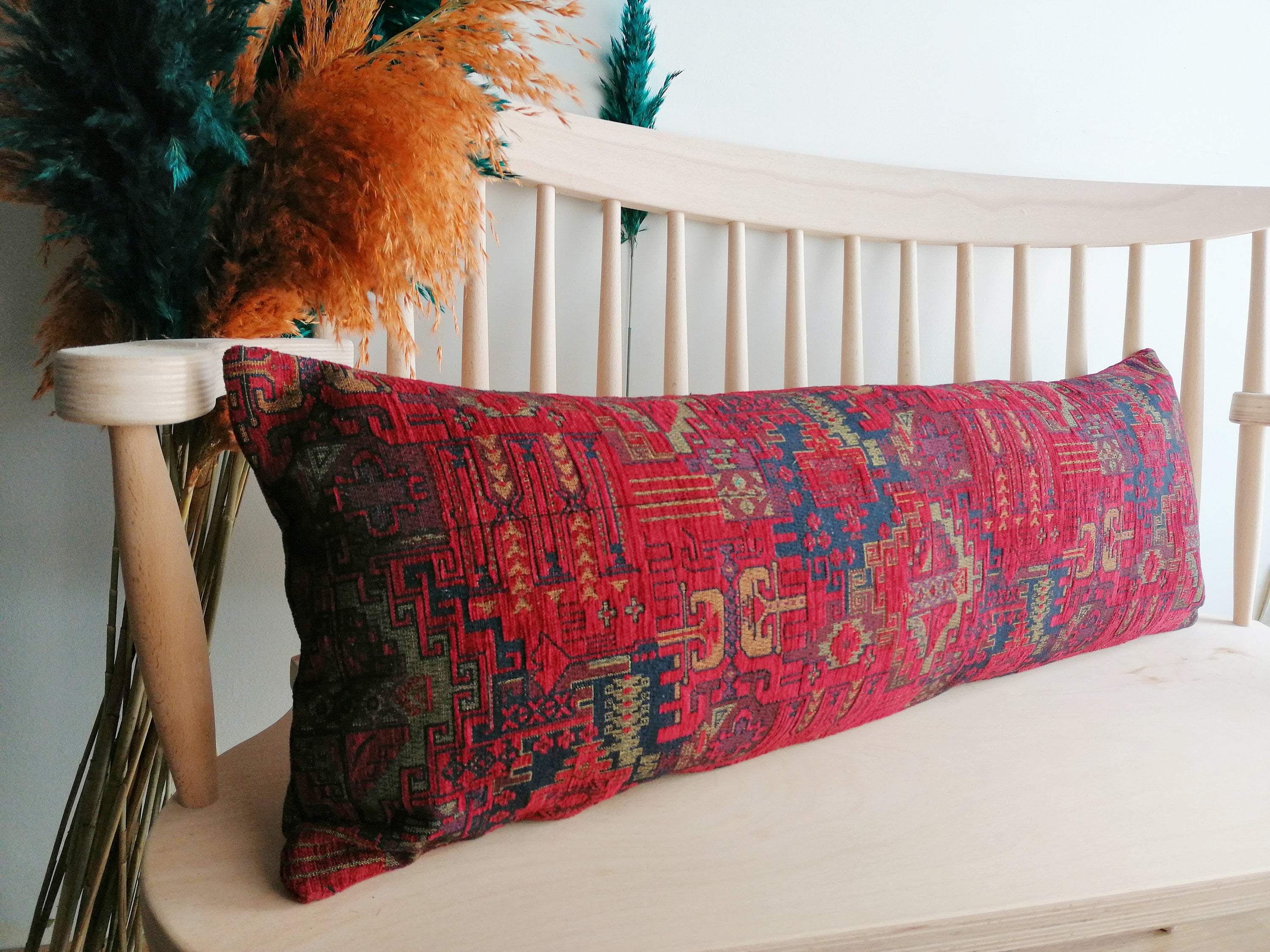Dark Red Lumbar Pillow Cover Thick and Soft Velvet Upholstery Etsy