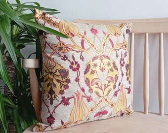 Light Beige Floral Velvet Pillow Beige Pillow Cover Turkish Kilim Pillow Large Size Beige Pillows Decorative Orient Kilim Pillow All Sizes