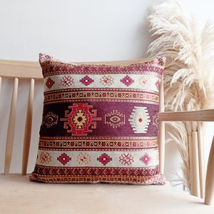 Large Turkish Kilim Upholstery Lumbar Pillow Cover 16x24 Kilim Pillow Decorative Turkish Pillow Cover Kilim Design Chenille Pillow Cover image 1