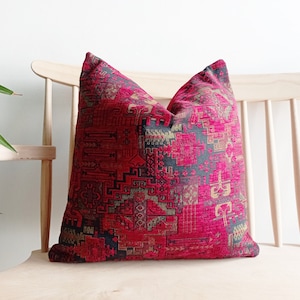 Bright Red Turkish Kilim Design Velvet Pillow Cover All CUSTOM SIZES Kilim Pillow Decorative Lumbar Pillow Red Throw Pillows Kilim Pillow