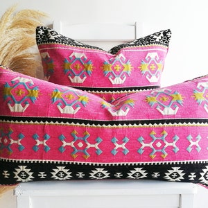 Pink Lumbar Pillow Pink Kilim Pillow Velvet Pillow Pink Sham Pillow Decorative Pink Pillow Pink Lumbar Pillow All SIZES Pink Lumbar Pillow