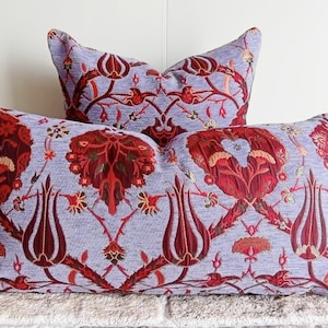 Purple Velvet Chenille Pillow Cover: Boho Woven Cotton Throw Pillow