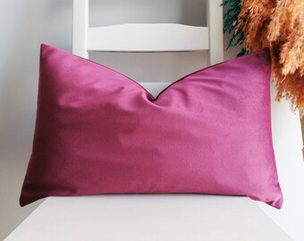 Pink Lumbar Pillow Cover 12x20 Velvet Cushion Pink Decorative Pillows in Various Sizes
