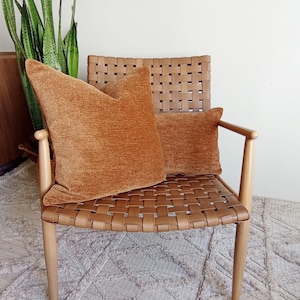 Camel Chenille Pillow Cover: Custom Size Throw or Lumbar Pillow