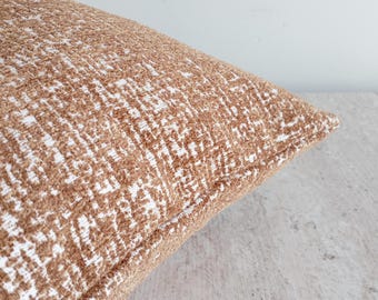 Camel Chenille Lumbar Pillow Cover: Soft Woven Texture, Custom Size