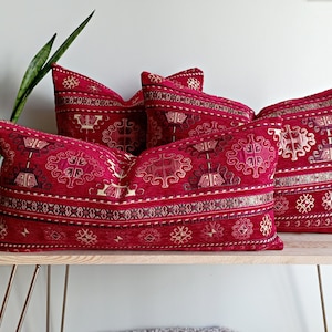 Turkish Velvet Kilim Pillow Red Throw Pillow Cover Orient Euro Sham Red Lumbar Pillow All Size Designer Pillow Cover Red Kilim Pillow